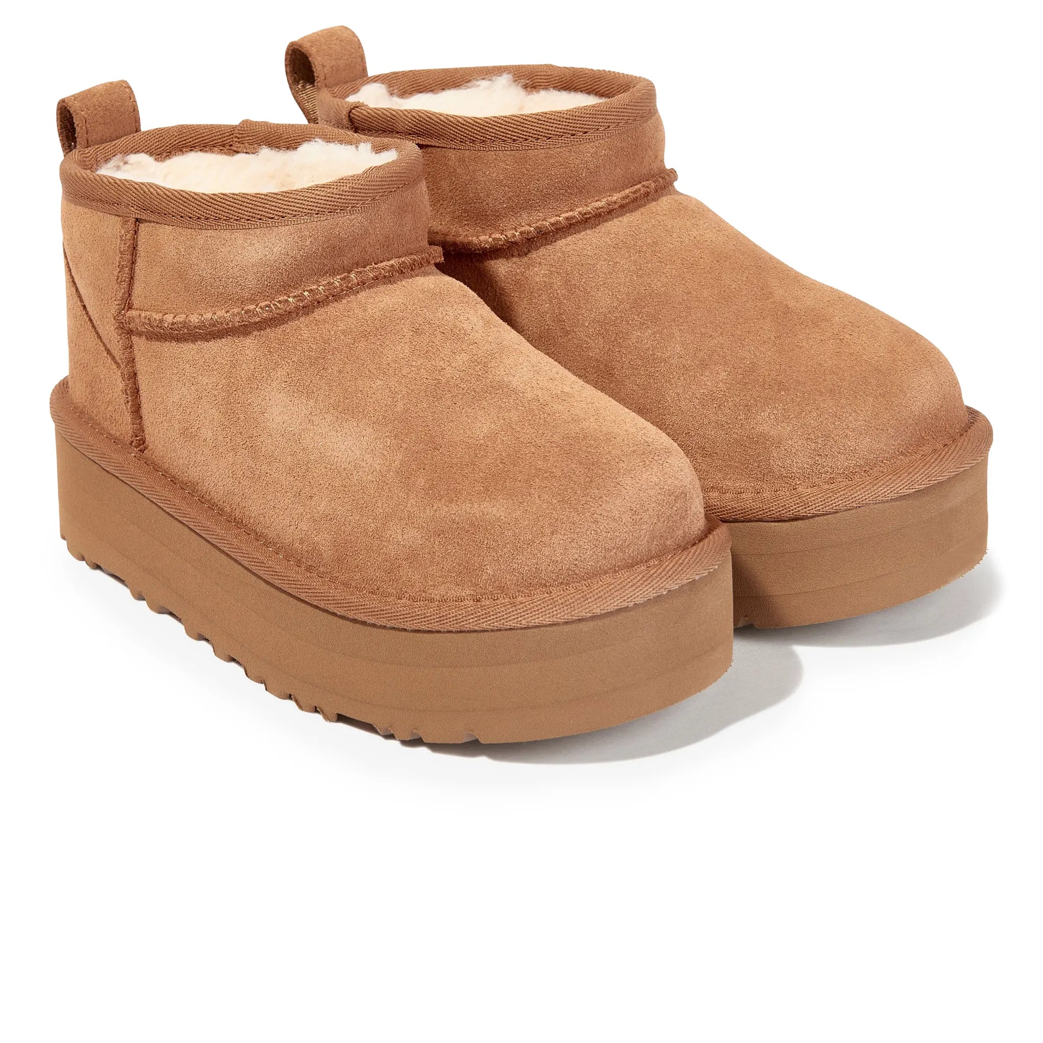 Front Side View of UGG Classic Ultra Mini Platform Girls Brown Boots UGGS4011154236